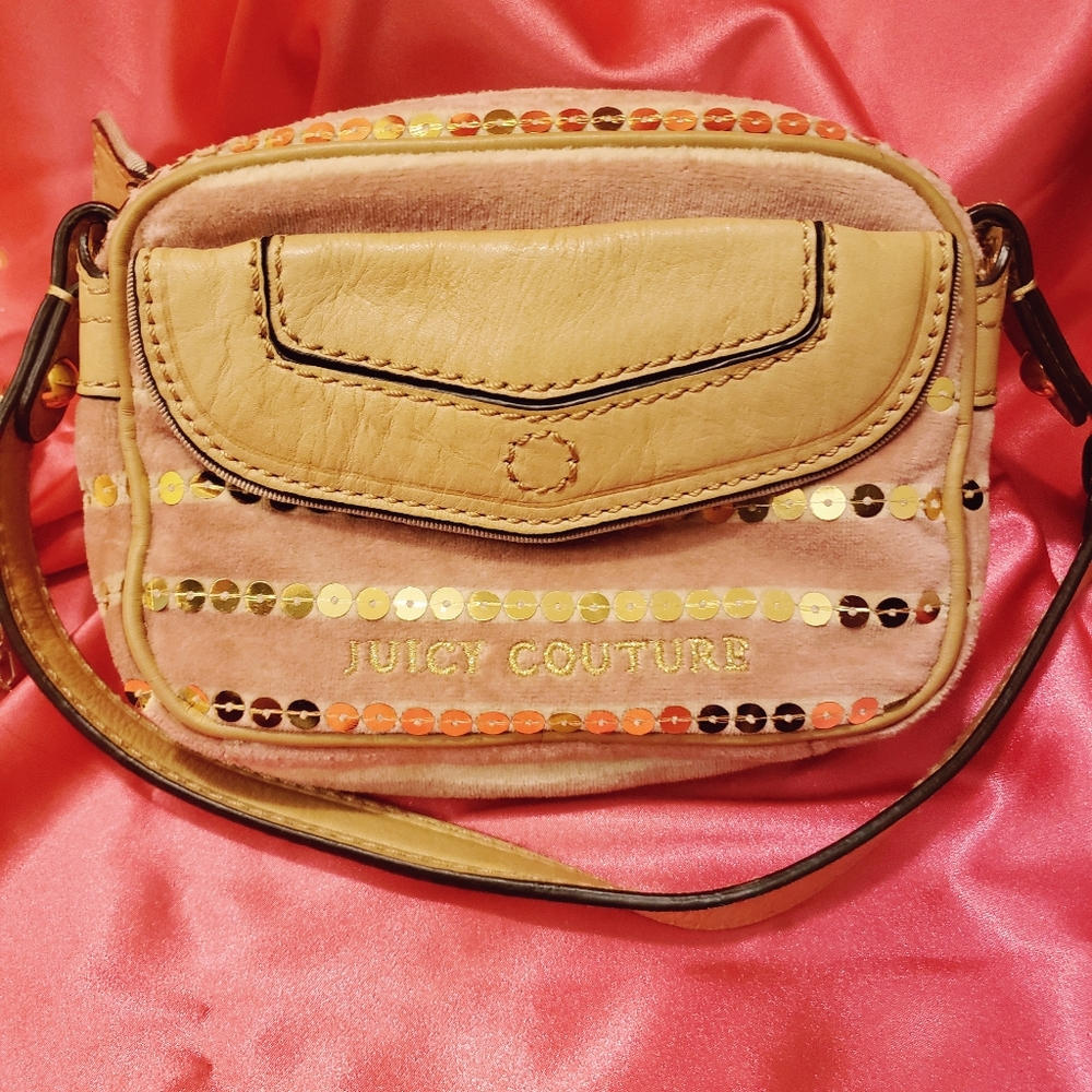 JUICY COUTURE Sequins Pink Gold Camera Crossbody